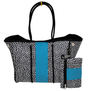 Black and White/Blue Neoprene Tote