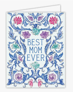 Best Mom Ever Blue Scroll Card