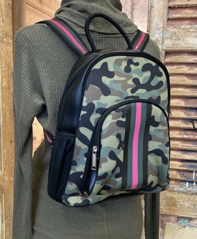 Prenelove Neoprene Backpack -Pink Army (Green Camo)
