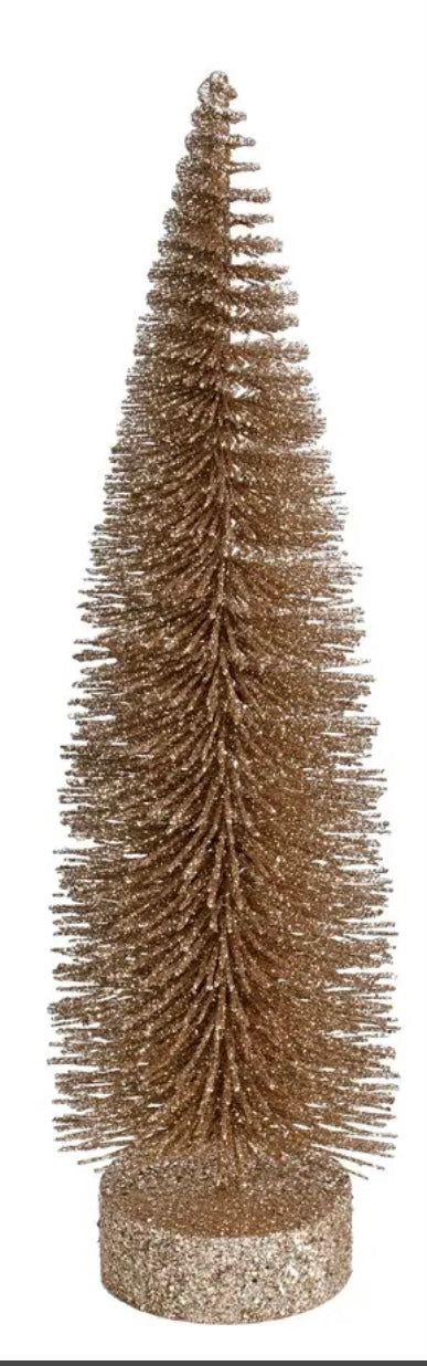 Medium Gold Glitter Bottle Brush Christmas Tree (14”)