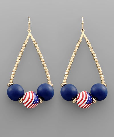 Patriotic Ball Triangle Earrings