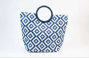 Cora Woven Blue and White Tote