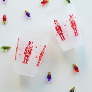 Red Nutcracker Frosted Plastic Cups
