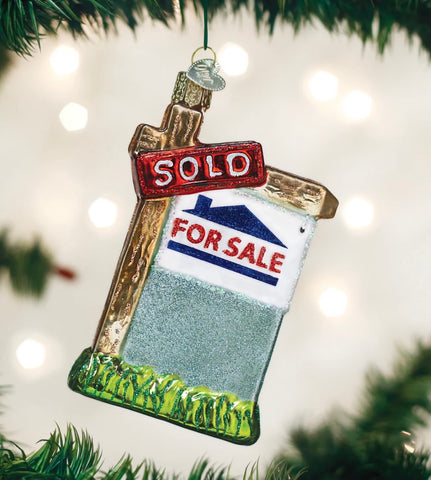 Old World Realty Sign Glass Ornament