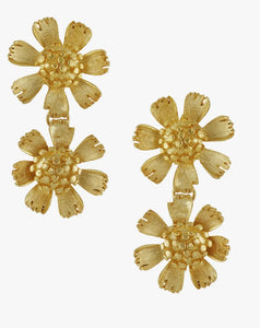 Susan Shaw Gold Double Wild Flower Earrings (1677G)