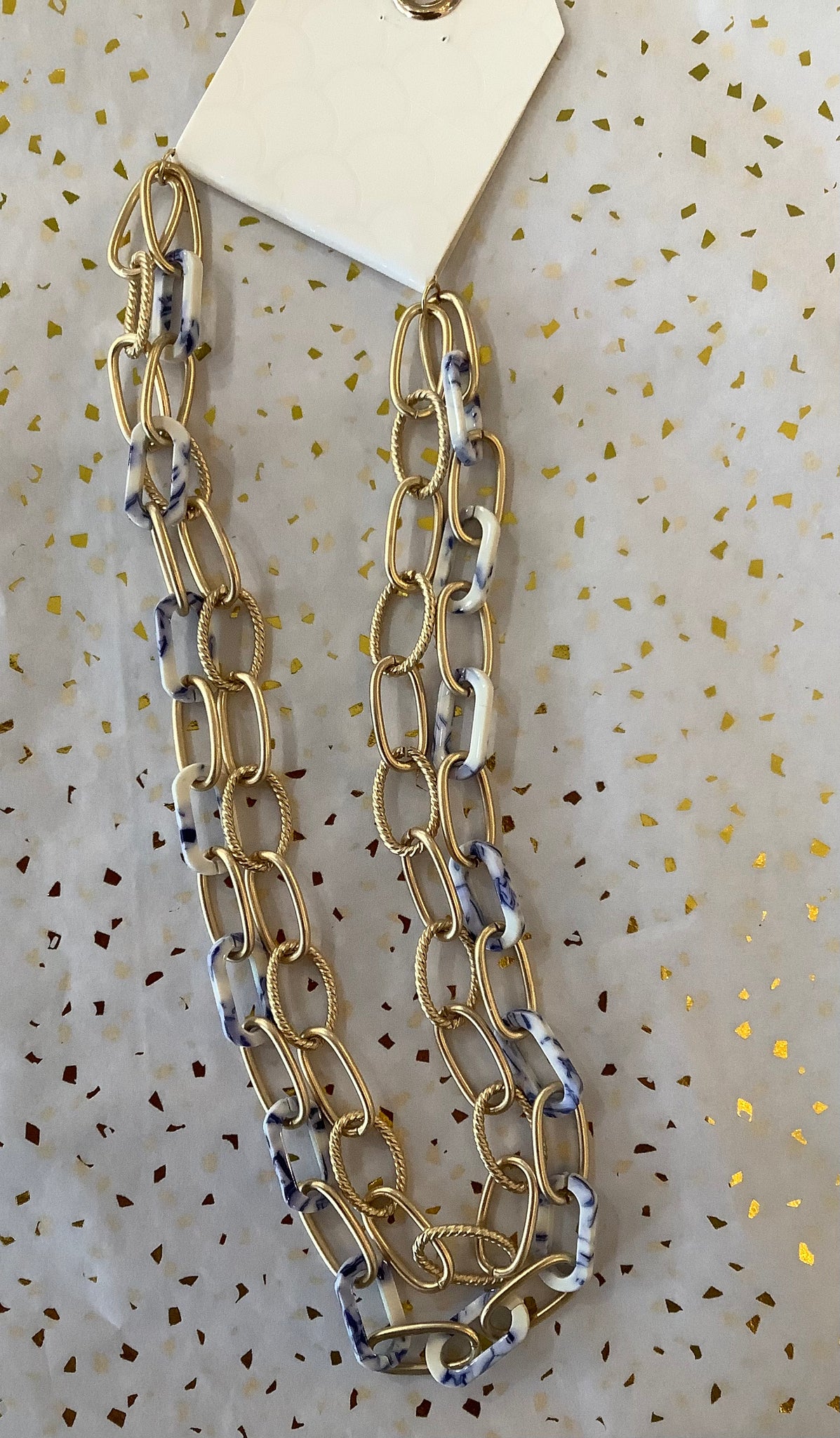 Gold and Chinoiserie Link Necklace