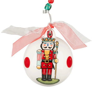 Painted Nutcracker and Red Polka Dots Ball Ornament