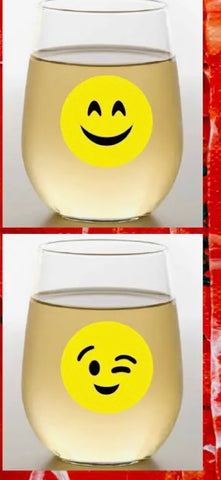 Wine-Oh Emoji 2-Pack Shatterproof Wine Glasses
