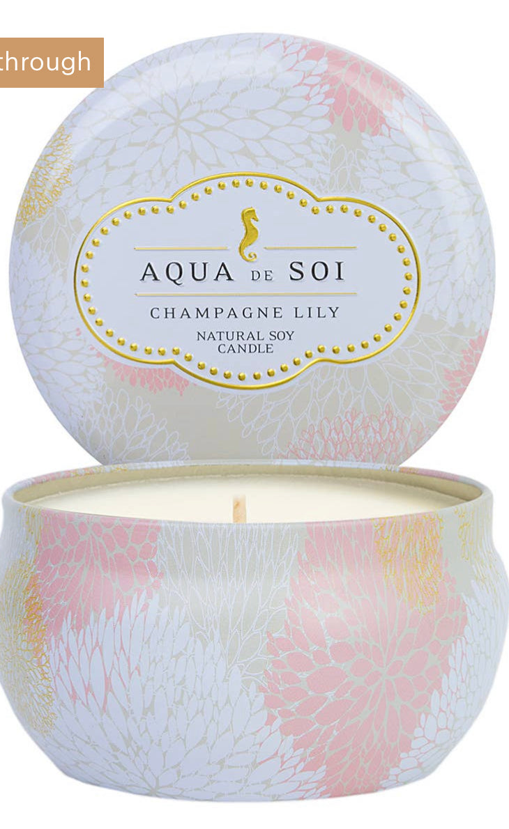 Champagne lily candle (tin)
