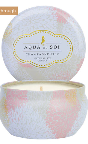 Champagne lily candle (tin)