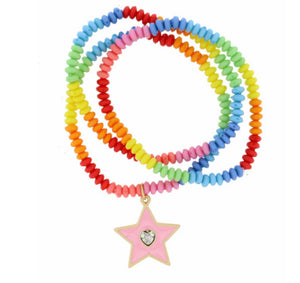 Kids’ Rainbow Colors and Pink Star Bracelet