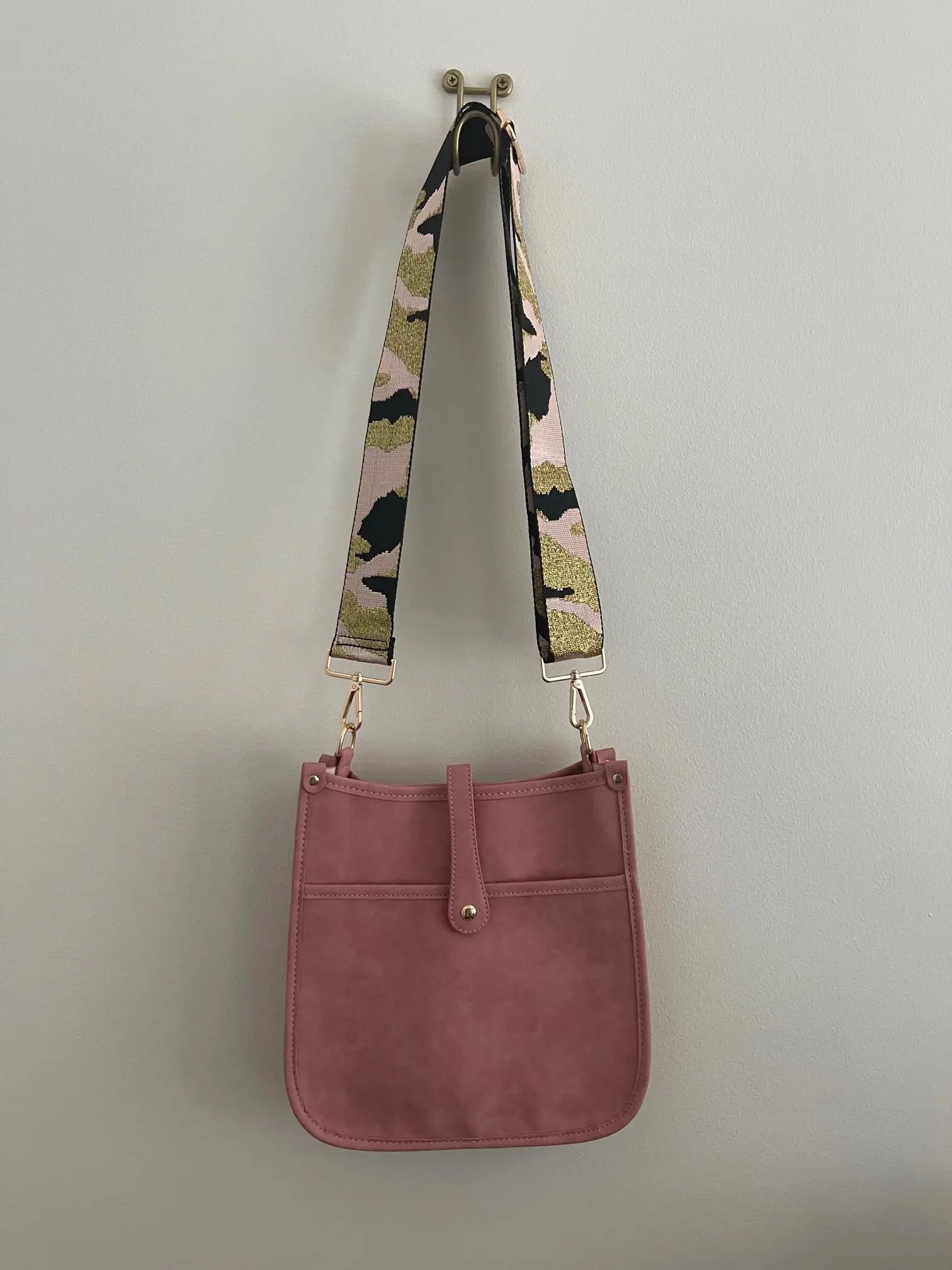 Pink  Crossbody Vegan Distressed Leather