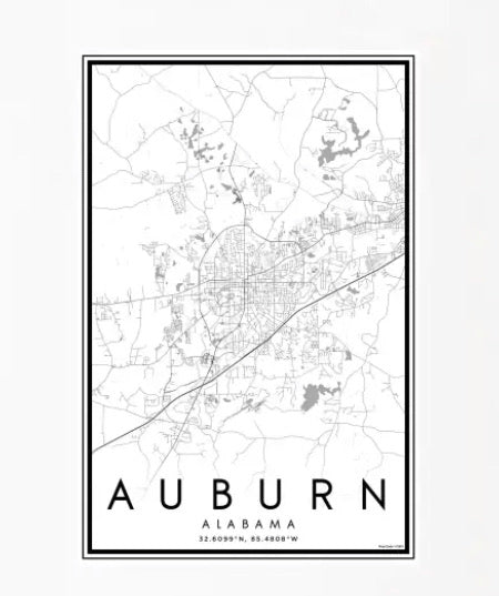 Auburn AL Map Print Classic