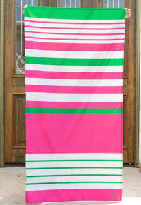 Hot Pink/Green Microfiber Beach Towel