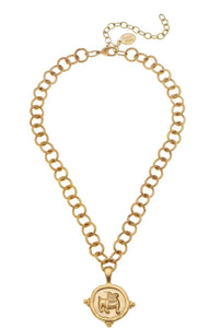 Susan Shaw Gold Chain Bulldog Necklace