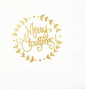 White merry Christmas napkins