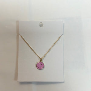 Pink and Gold Smiley Face Necklace