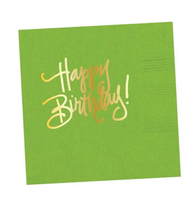 Happy Birthday Napkins- Lime Green