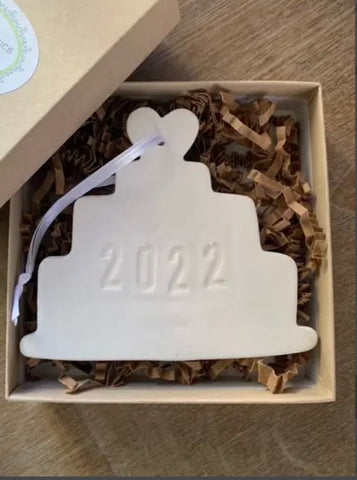 2023 Wedding Cake Ceramic Ornament