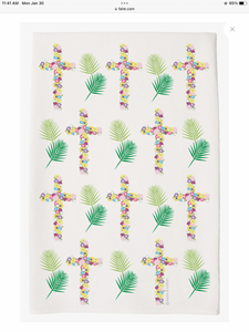 Floral Cross and Palm Branch Coast & Cotton Tea Towel
