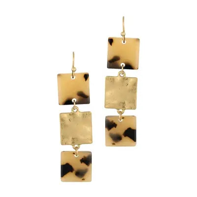 Tortoise Square Drop Earrings