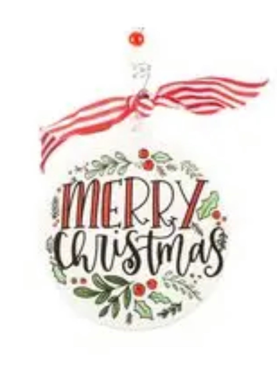 Merry Christmas Ceramic Round Ornament