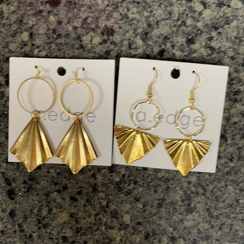 Small gold a edge dangle earrings