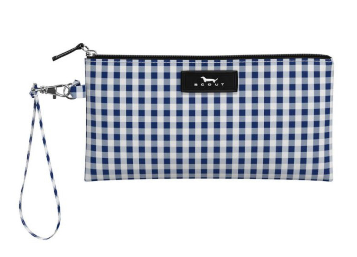 Kate Brooklyn navy gingham wristlet- scout