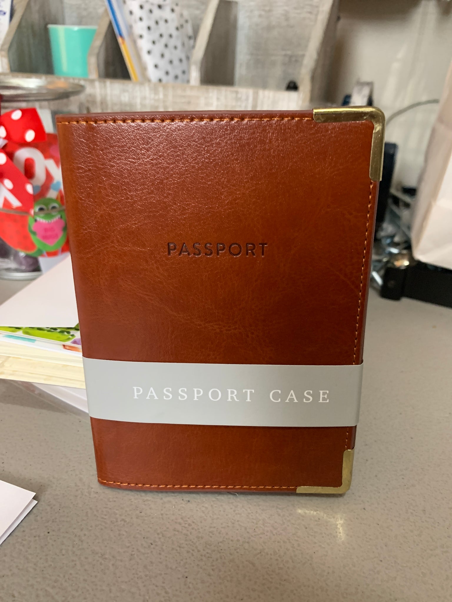 Passport case brown