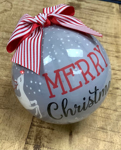 Gray Merry Christmas with Light-Up Rudolph Ball Ornament