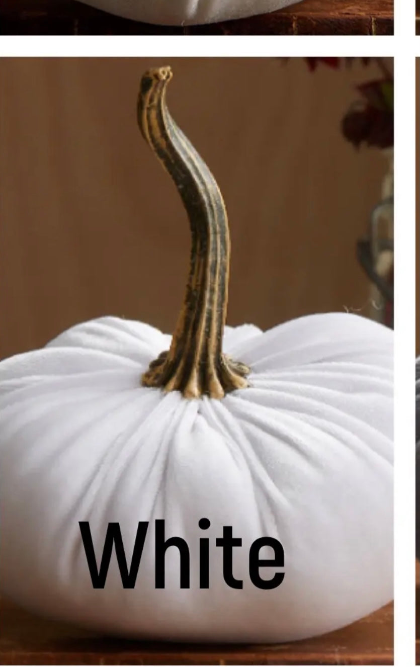 Small Ivory Velvet Pumpkin