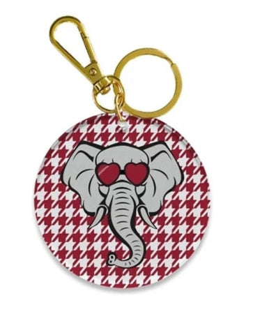 Elephant Red Houndstooth Acrylic Keychain