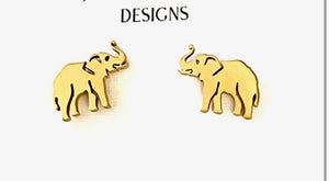 Elephant gold stud earrings