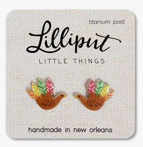 Lilliput Thanksgiving Hand Turkey Stud Earrings