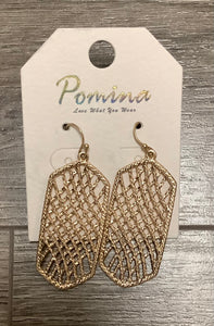 Gold Net Rectangular Earrings