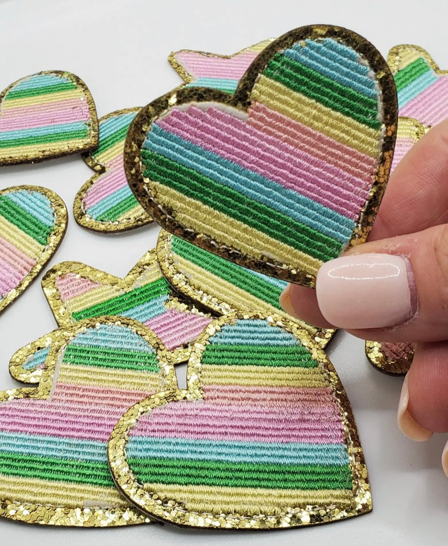 Rainbow Stripe Heart Patch