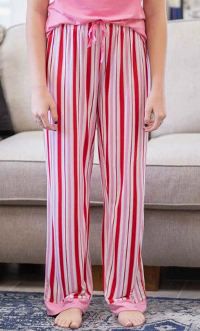 Small Pink and Red Candy Striped Sleep Pants