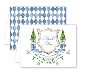 Dogwood Hill Blue Topiary Crest Thank You