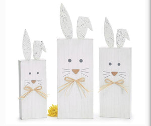 Medium white wooden bunny