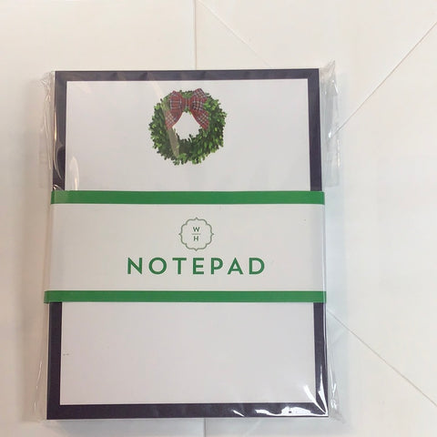 Christmas Wreath Tartan Bow Notepad
