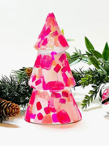 Hand-Painted Pink Ceramic Mini Christmas Tree