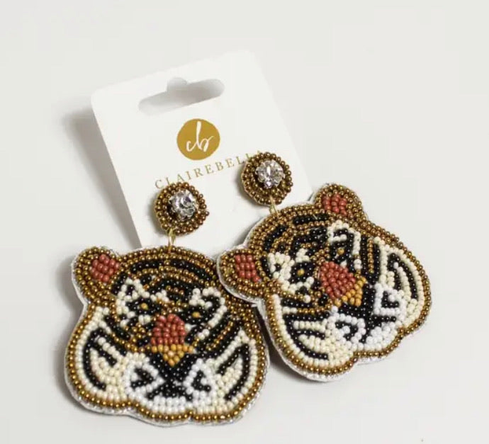 Tiger beaded earrings