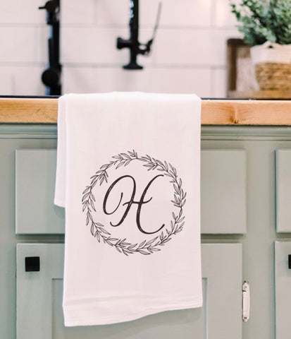 Monogram Tea Towel- Letter “H”
