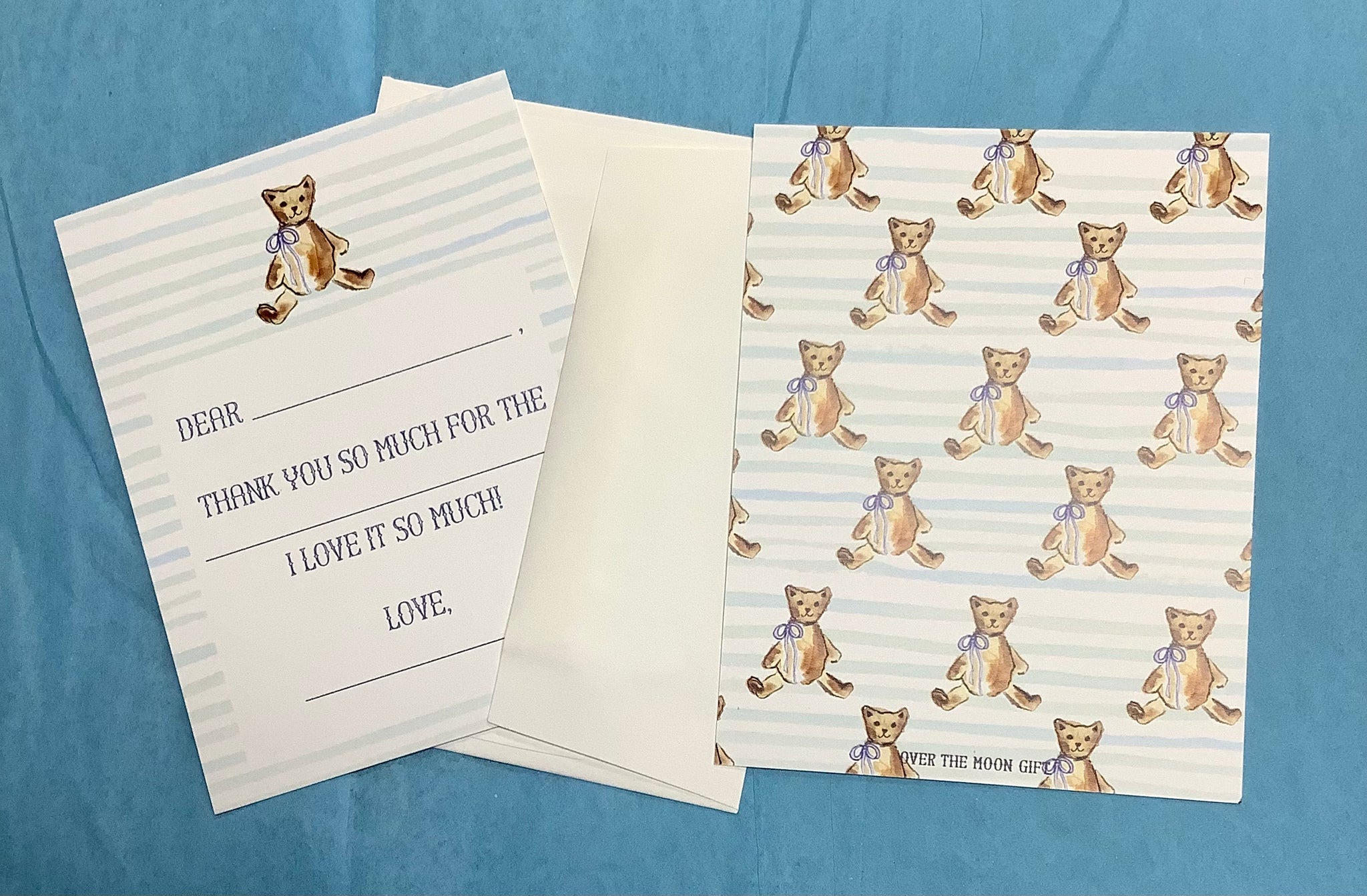 Blue Teddy Bear Children’s Fill-In-The-Blank Thank You Notecard