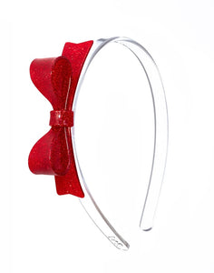 Red Glitter Acrylic Bow Headband