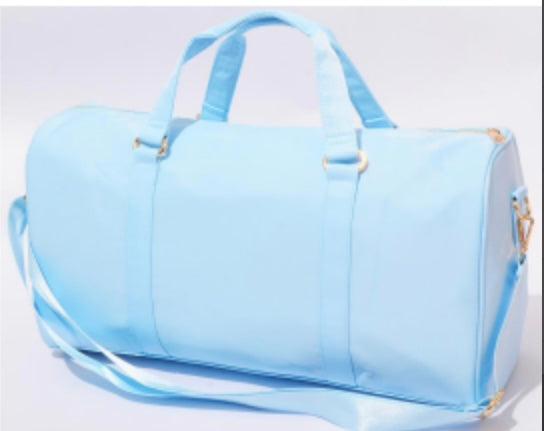 Light Blue Nylon Weekend Duffle Bag