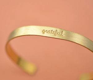 Grateful Gold Brass Cuff Bracelet