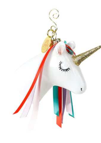 Unicorn glass ornament