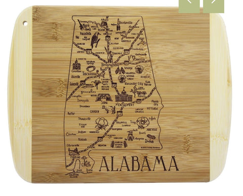 Rectangular Alabama with Cities Cutting Board