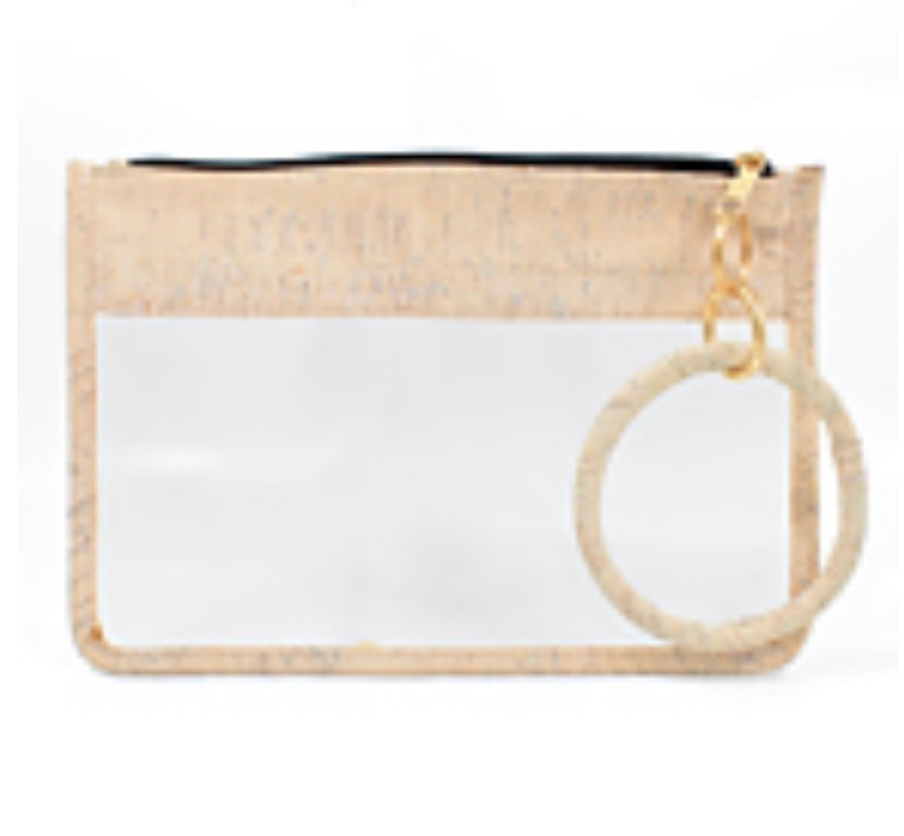 Cork Clear Pouch Keychain-Ivory